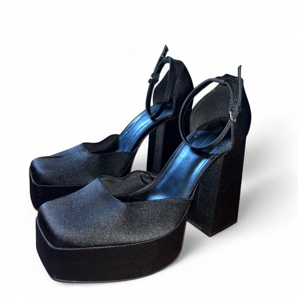 Pull & Bear Women's Black Chunky Platform Block Heel Sandals SZ 9.5 EU 40